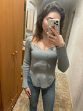 Zingj New Autumn And Winter Elastic Open Shoulder Base Knit-Outfit