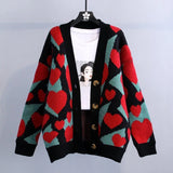 women elegant striped pattern cardigan winter style vintage jumper 2021 lady fashion oversized knitted cardigan