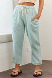 Summer Solid Color Casual Lace Skinny Cotton Linen