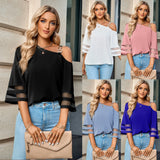 And Summer 2025 New Women's Fashion Casual Solid Color Metal Button One-Shoulder Top