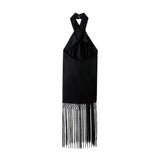 Black Backless Dress Woman Fringed Halter Sexy Party Dress Women Summer Off Shoulder Midi Dresses Evening Dresses For
