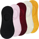 pieces = 5 pairs Women Invisible Solid Color Socks Slippers Ladies Polyester Cotton Non-slip Silicone Ankle Socks