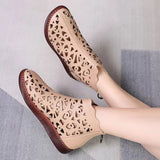 Large-Size Hollow Cool Boots Women's New Breathable Hole Flat Bottom Large Size Mother