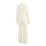 Autumn Two Piece Wide Leg Pant Suits 2022 Women Tracksuit Sets Casual Single Breasted Female Turn Down Collar Shirts