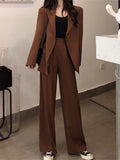 Women Elegant Office Lady Two Piece Set Blazer Set Suit Jacket Casual Straight New Casual Solid Pants