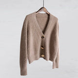 Sweater Women Cardigans 2019 Winter V-neck Soft Knitted Tops Outwear solid White Brown Casual Woman Knitwear