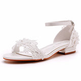Cm Square With A Shallow Mouth With Sandals Ivory White Silk Satin Bridal White Lace Flower