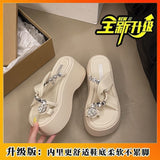 Women Wear 2025 Summer New Small Thick-Soled High-Heeled Water Drill Jackets Toe Cool Slippers