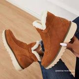 Women's Boots 2025 Winter New Women's Thick-Bottomed Cotton Boots Solid-Colored Feet To Keep Warm Short
