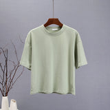Summer 100% Cotton Sets Women 2022 New Casual Loose Two Pieces Short Sleeve T Shirts and High Waist Short Pants