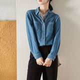 Zingj Shirt Female Autumn New Loose Korean Version Long Sleeve Retro Versatile Casual Shirt Ins Tide Coat-Outfit