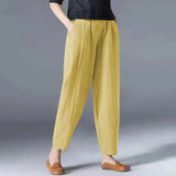 Cotton Linen Ankle Length Pants Women 2022 Spring Summer Casual Harem Trousers Plus Size S-5XL Elastic Waist Loose