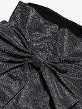 Black Glitter Removable Bow Tube Mini Dress- Outfit