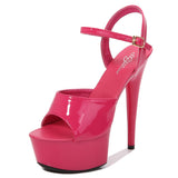 Zingj Artifact Model High Heels Thin Heel Sexy Black Waterproof Table 15Cm Hate Day Superb High Heel Sandals Female