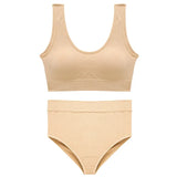 Sexy Seamless Tops Set High Waist Panties Women Wireless Underwear Suit Soft Padded Bras Set Backless Bralette