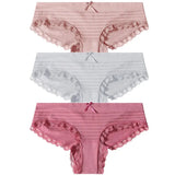 3PCS/Set Lace Cotton Panties Women Sexy Bow Briefs Soft Lingerie Female Briefs Panty Women's Underpants