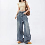 Zingj Wide-Leg Jeans Female Autumn 2024 New High Waist Loose Show Thin Feeling Straight Floor