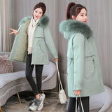 Fashion Temperament In The Long Down Cotton Clothes Female New Warm Wool Collar Cotton-Padded Jacket Korean Version Of The Thickened Coat Original Sheet-Outfit