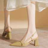Sandals Women 2025 New Summer Fairy Not Tired Feet French Soft Leather Pointed Thick Heel High Heels