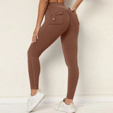 Zingj Butt Overalls Tight Pocket Yoga Pants Female High Waist Elastic Lift Hip Button Speed Dry Running Fitness Pants Women-Outfit