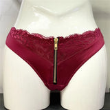 VS Zipper Sexy Cheeky Panty Sexy Women's Underwear Erotic Low Waist Satin Panties Sex Mesh Seamless