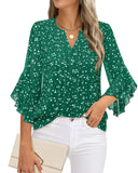 Leaf Seven-Sleeve Tops Solid Color Fashion Casual Casual V-Neck Business Shirt Chiffon Women's