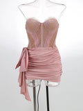 Women's New Sexy Perspective Lace Mesh Yarn Corset Dress High-End Temperament Tight Dress