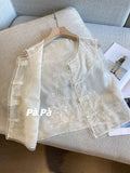 Heavy Industry New Chinese Style Buckle Embroidered Vest Women's Summer Thin Sleeveless Mesh Chinese Style Horse Clip