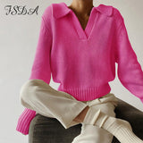 Green Long Sleeve Sweater Knitted Women V Neck Autumn Winter 2021 Fashion Pullover Casual Black