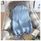 pullover sweater vest women 2021 autumn new loose net red V-neck waistcoat wool knitted vest