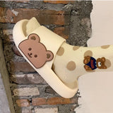 Slippers Leisure Fashion Cartoon Bear Design for Ladies Daily Wearing Beach Garden Light EVA Thicken Sole Flat
