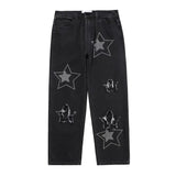 appliqué embroidery wide leg straight jeans for womens y2k vintage streetwear high waist jeans womens fashion