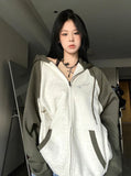 Sweatshirt Hoodie Women Vintage Grunge Long Sleeve Zipper Jacket Harajuku Oversize Sweatshirt Streetwear Y2K