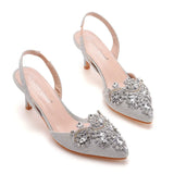 Cm Light-Mouthed Pointed Sandals Discolored Cloth Thin Heel Large Banquet Sandals Women 42 Yards 43 Yards High Heel