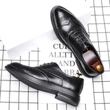 Zingj 2023 New Business Leather Shoes Men's Leather Shoes British Bullock Carved Men's Shoes