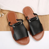 Zingj Size 2024 New Summer Slippers Women's Pure Color Woven Simple Everyday Beach