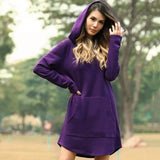 Spring Autumn Solid Women's Sweatshirt Dress 2020 Fashion Loose Hooded Pocket Drawstring Ladies Dress Vestidos Plus