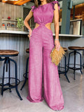 One Piece Jumpsuit Women 2023 Fashion Casual Wide Leg Jumpsuits Hollow Out Female Clothing Summer Sleeveless