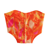 Summer Women's Print Corset Short Vest Tie Knot