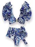 Sexy Ruffle Bikinis Women Swimsuit Print High Waist Swimwear Off The Shoulder Bathing Suit Beachwear Bandeau