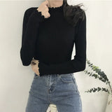 Ruched Women Sweater High Elastic Solid 2021 Fall Winter Fashion Sweater Women Slim Sexy Knitted Pullovers Pink