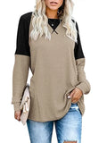 Autumn Patchwork Long Sleeved T-Shirt Fashion Loose Casual Top Women Oversized Tunic Round Neck Tee Shirt Pullovers