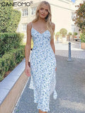 Print Bodycon Backless Slip Slit Midi For Women's Dress 2022 Party Printed Long Dresses Sexy Outfits for Woman