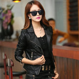 Autumn Women Pu Leather Jacket Slim Motor Outwear Coat Zippers Roupas De Couro Femininos Plus Size 4XL Elegant Punk