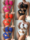 2024 Solid Color New Rope-Joined Single-Sone Swimsuit Swimsuit