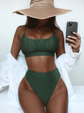Zingj Single Swimsuit 2023 Split Swimsuit Sexy Swimsuit Solid Color High Waist Bikini