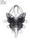 Women Lace Camisole Gothic Black Crop Top Vintage Y2k Summer Fashion Sexy Off Shoulder Bandage Chic Lace Up Butterfly Vest