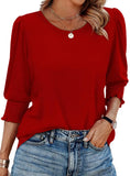 Color Women's Clothing 2025 Autumn Loose Leisure Printing Seven-Sleeve Round-Neck T-Shirt