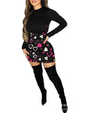 Zingj Zingj Women's New Black Top Love Print Tight Dress Suit 1215-0-Outfit