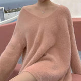 Zingj Desire Wind All-Match Sweater Autumn Winter Languid Lazy Senior Sense Loose Jacket Female Add Thick Warm Knit Sweater-Outfit